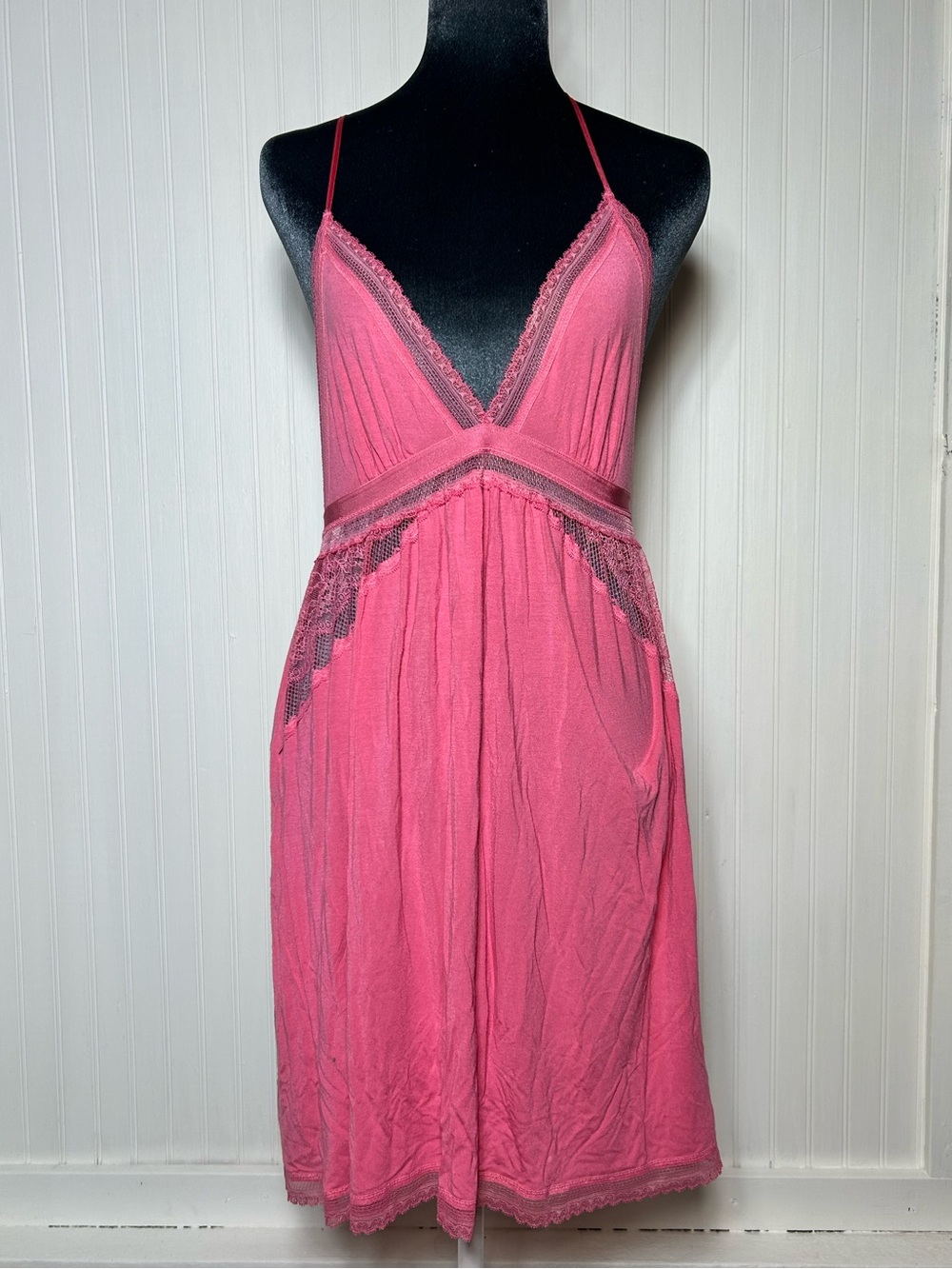 Victoria's Secret Hot Pink Lace-Trim Slip Chemise